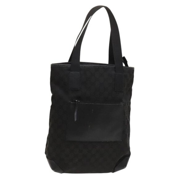 GUCCI GG Canvas Tote Bag Black Silver 28892 Auth 122266 - Picture 1 of 16